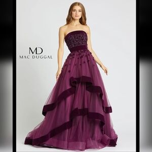 Mac Duggal Purple Strapless Maxi Dress